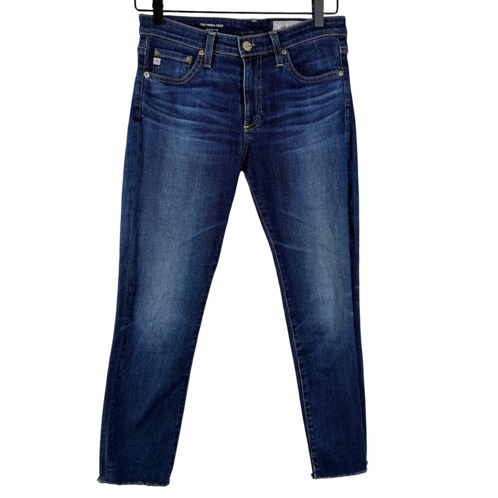 AG ED Denim The Prima Crop Jeans Cigarette Mid Rise Medium Wash Blue Size 26 - Picture 2 of 11